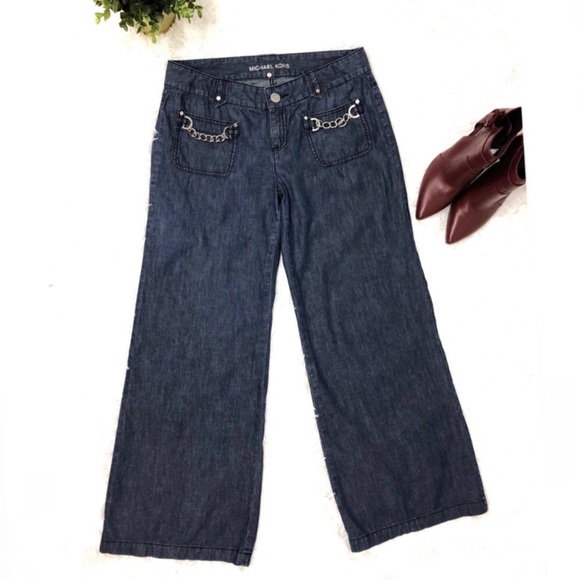 Michael Kors Denim - Michael Kors Women Blue Jeans Denim Pants Wide Leg